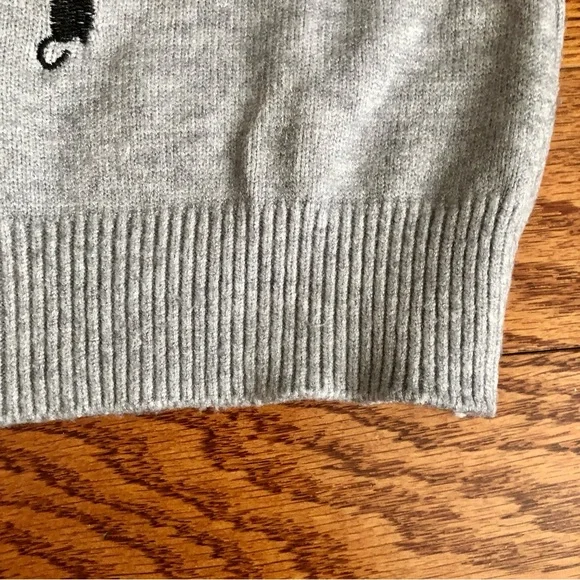 Mozuk Rare Embroidered Cat Motifs Retro Casual Knit Gray Cardigan Women’s Size S - Picture 4 of 9